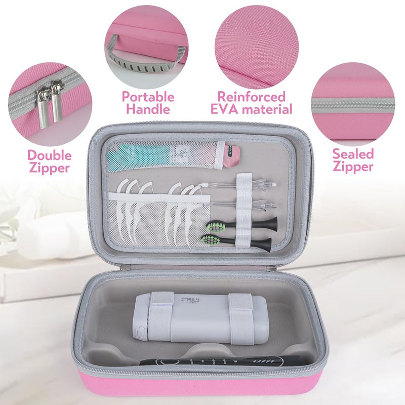 SMYV Water Flosser Travel Case, Portable Oral Irrigator Organizer, Sturdy Carrying Storage Holder for Flosser, Electric Toothbrush, Toothpaste and Irrigator Accessories (Case Only) - Pink - Image 5